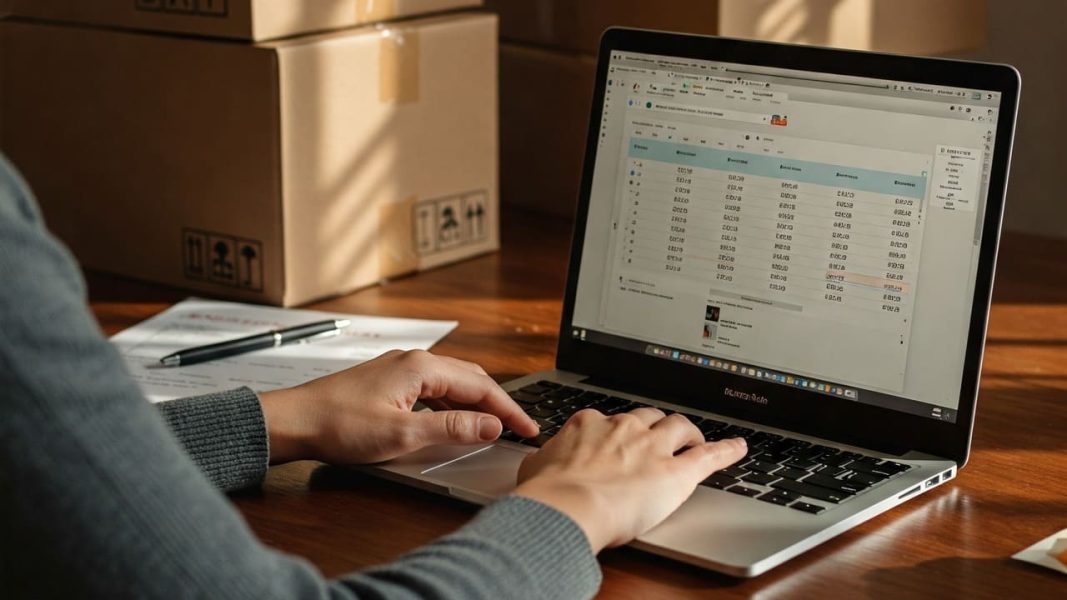 Donna che richiede un preventivo online per il suo trasloco